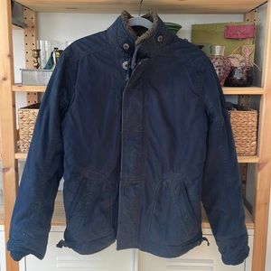Like New Navy Abercrombie Men’s Coat with Sherpa Collar